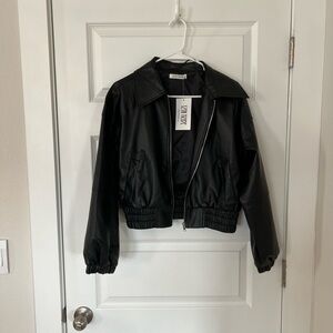 12th Tribe Faux Leather Bomber Jacket